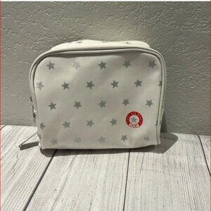 NWT FAB First Aid Beauty White Cosmetic Bag With Silver Stars